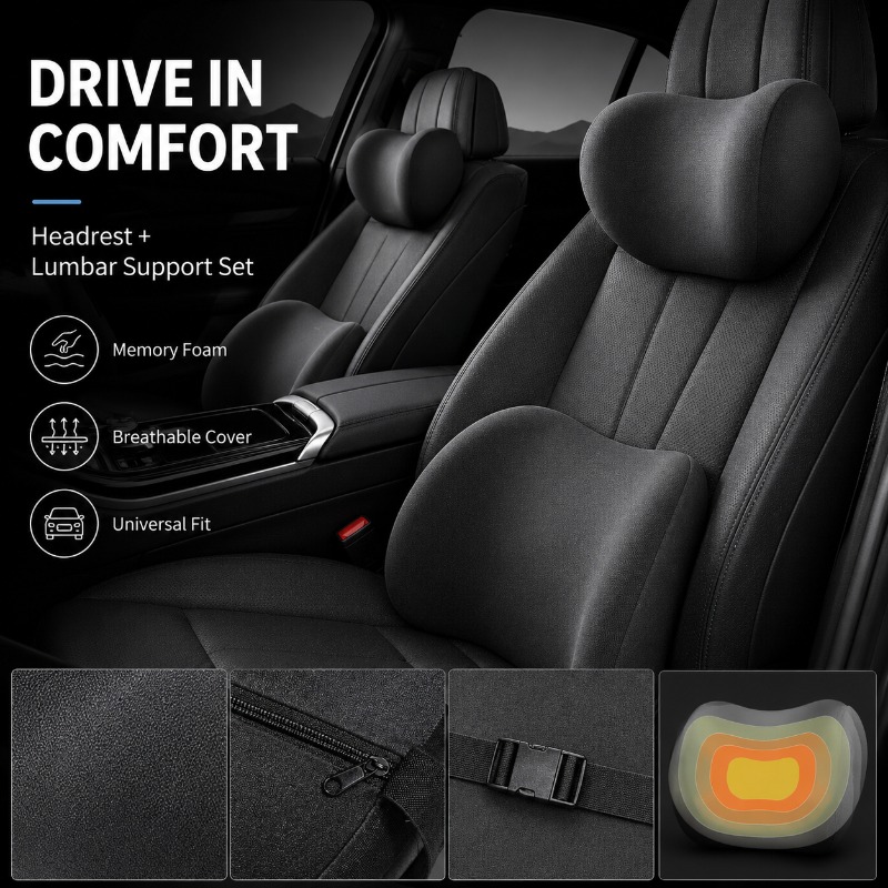 Car Headrest Neck Pillow and L - Memory Foam Car Neck Pillow Lumbar Support review and price